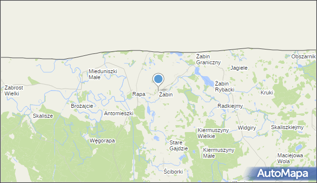 mapa Żabin, Żabin gmina Banie Mazurskie na mapie Targeo